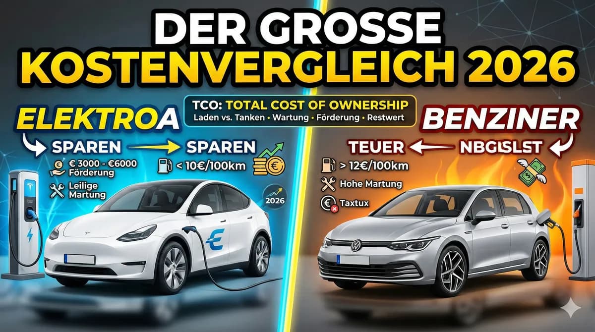 Elektroauto vs. Benziner: Der große Kostenvergleich 2026